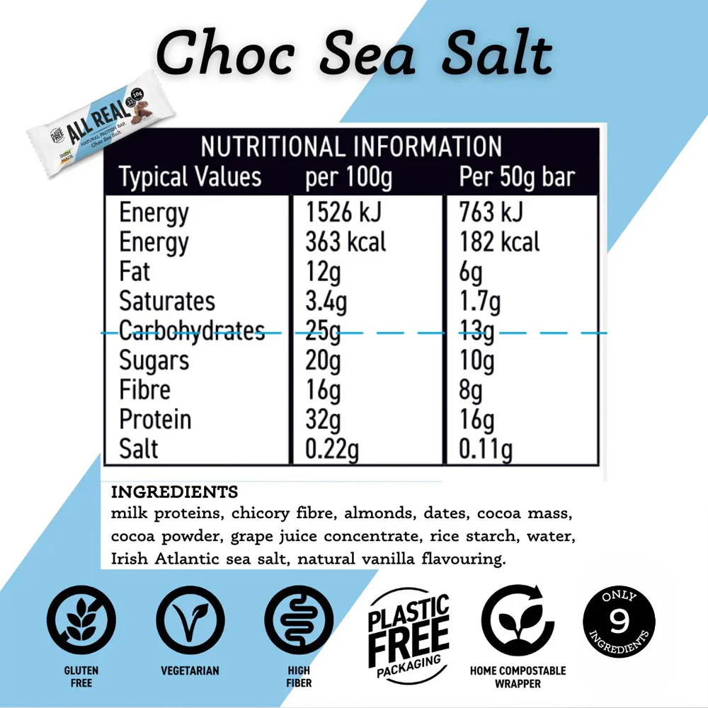 All Real Nutrition Choc Sea Salt Protein Bar - Image 3