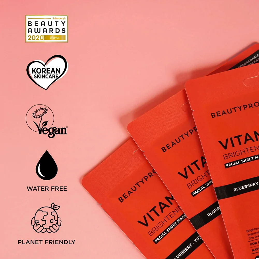 BeautyPro Brightening Collagen Sheet Mask with Vitamin C - Image 2