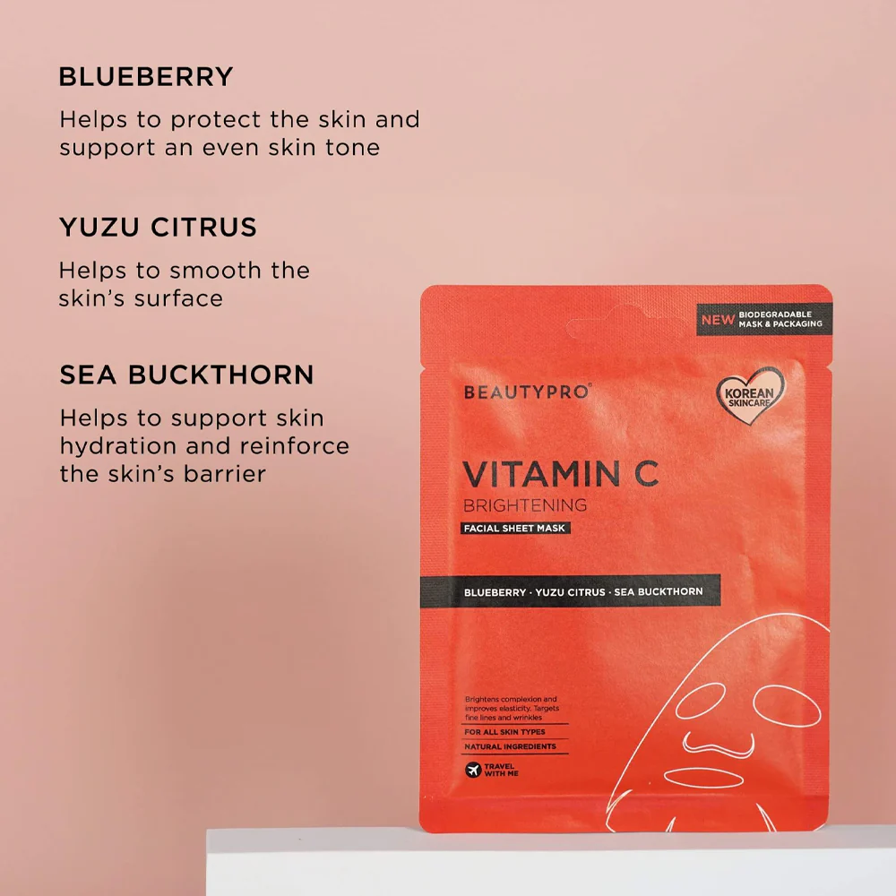 BeautyPro Brightening Collagen Sheet Mask with Vitamin C - Image 4