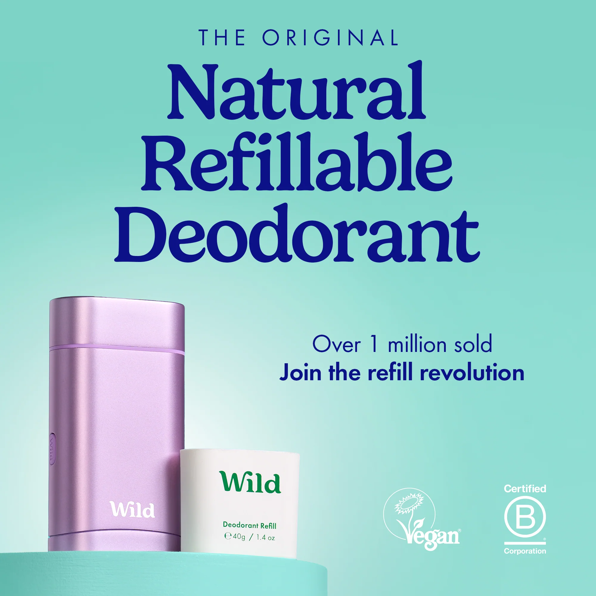 Wild Natural Deodorant Coconut & Vanilla Refillable Deodorant Starter Pack - Image 2