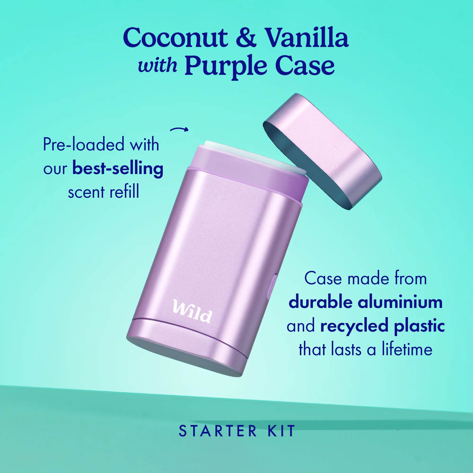 Wild Natural Deodorant Coconut & Vanilla Refillable Deodorant Starter Pack - Image 3
